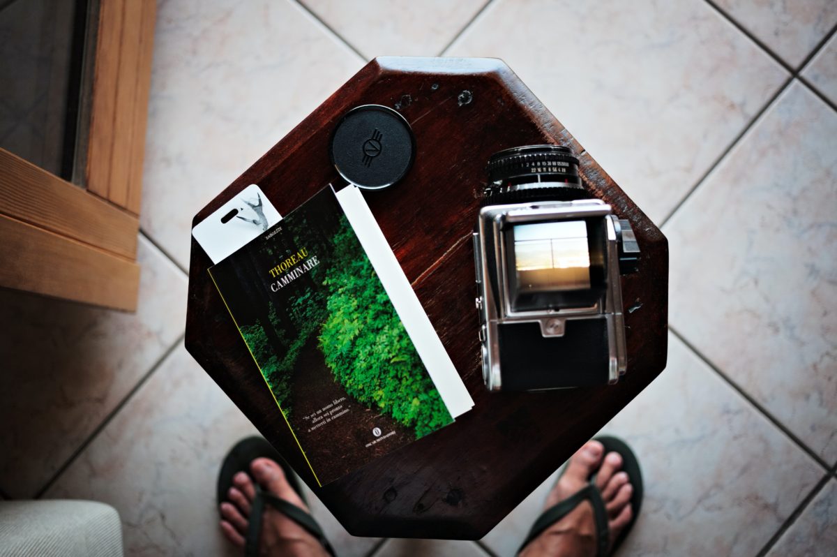 a person showing his bag of supplies